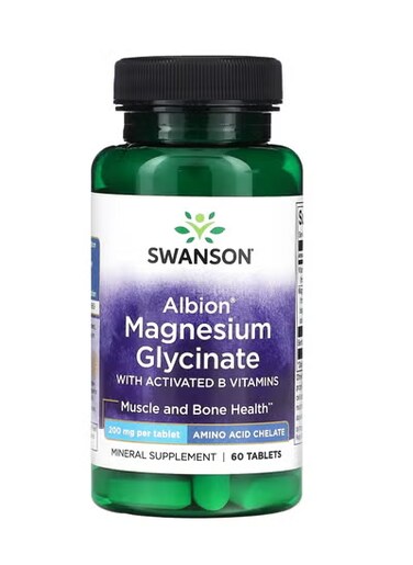 Albion Magnesium Glycinate with Activated B Vitamins 200mg 60 Tablets
