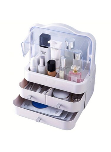 3Tier Makeup Organizer with Clear Lid Portable Cosmetic Display Cases Dustproof Storage Countertop Bedroom Organizer Drawer For Vanity, Bedroom, Bathroom