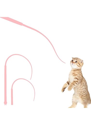 BIQIQI Cat Toys Interactive Cat Wand Toys Silicone Cat Wand Toy,Interactive Cat Teaser Wand Quick to Get Cat's Attention,Pet Toy for Cats Playing Exercise,Teaser Toys with Replacement Tail (Pink)
