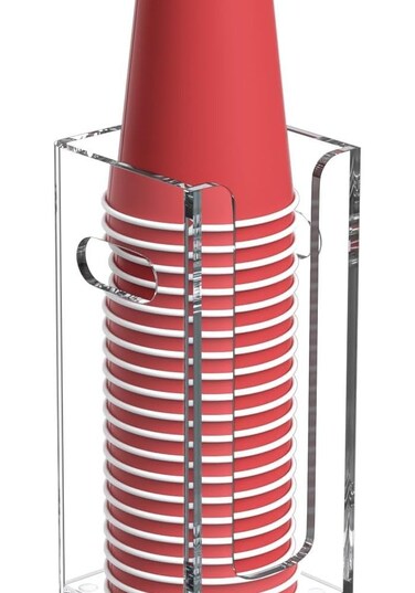 BOSSCASA Disposable Coffee Cup Dispenser with Handles - Clear Acrylic Organizer for Hot/Cold Drink Cups