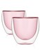 Double Wall Glass Coffee Tumblers 250ML Hot &amp; Cold Borosilicate Insulated Glasses for Home, Cafe &amp; Restaurant, DG824 (Pink, 2 Piece Set)