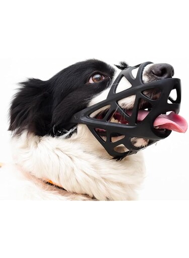 ALMEKAQUZ Dog Muzzle, Basket Muzzle for Biting, Chewing and Scavenging, Humane Cage Mouth Cover, Perfect for Grooming and Training Medium, Large Aggressive Reactive Dog (L)