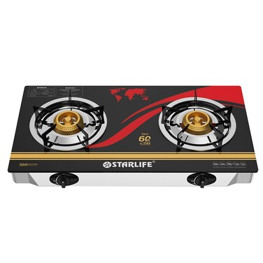 STARLIFE Gas Stove 2 Burners Glass Stove Auto Ignition Table Top Cooker, SL-1110
