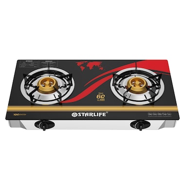 STARLIFE Gas Stove 2 Burners Glass Stove Auto Ignition Table Top Cooker, SL-1110
