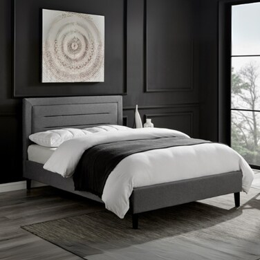 Cozy Retreat Upholstered Large Twin Size Bed (140 X 190 CM) Grey Color