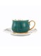 Gold Handle Five Leaf Ceramic Cup And Saucer Green/White 115ml