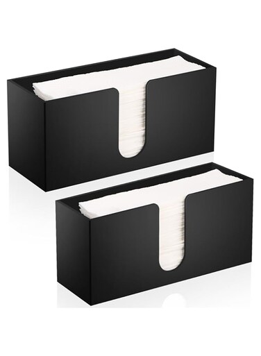 2Pack Black Paper Towel Dispenser Countertop Acrylic Paper Towel Holder for Bathroom Folded Paper Towel Dispenser Clear Trifold Paper Napkin Holder for Z-fold C-fold MultiFold Trifold - Home Kitchen
