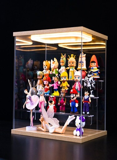 LED Light Acrylic Display Case with Door for Action Figure
