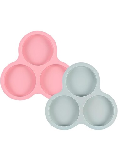 Muffin Top Pans for Baking Hamburger Bun Pan 2PCS, Silicone Muffin Molds Muffin Pan Fryer Egg Mold Reusable 3 Cavity Silicone Muffin Pans for Baking 6 Cup Non Stick Baking Pan