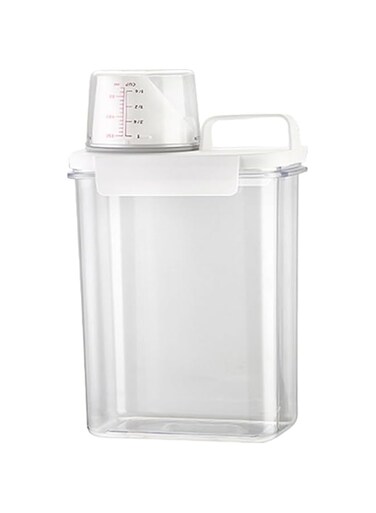 WOOVEEWIND 60oz Washing Powder Container, Minimalist Cereal Jar, Airtight Detergent Box with Lid and Handle, Multipurpose Laundry Storage Bucket