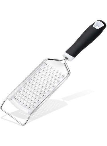 Rainspire Professional Cheese Graters for Kitchen Stainless Steel Handheld, Metal Lemon Zester Grater With Handle For Cheese, Chocolate, Spices, Kitchen Gadgets And Tools, Soft Grip Handle, Black