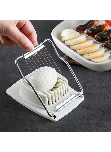 1-Pack Stainless Steel Egg Slicer with Plastic Handle - Manual Handheld Kitchen Tool for Precise Slicing of Eggs, Fruits &amp; Vegetables - Durable &amp; Easy-Clean Design for Home &amp; Restaurant Use, Restaurant Kitchenware   Manual Egg Slicer   Durable Plastic Handle, Egg Slicer for Hard Boiled Eggs