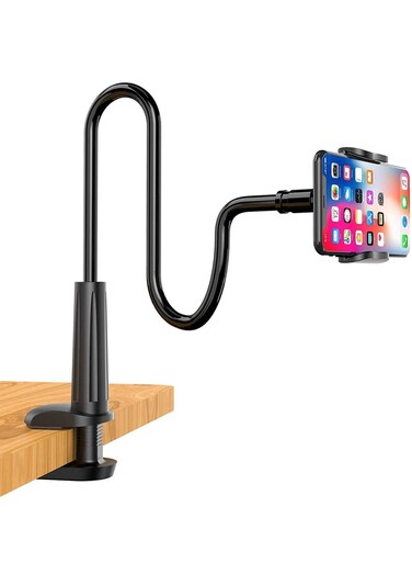 Phone Holder for Bed, 360&Acirc;&deg; Rotate Support Rod One-Hand Adjustable Cell Phone Holder, Flexible Long Arm Headboard Clip Clamp Cell Phone Stand, Compatible with All 4.7-7" Devices