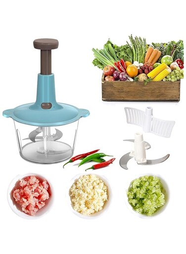 MSP Kitchen hand press manual vegetable chopper Mixer Cutter for Onion, Salad, Tomato, Garlic, Large Vegetable &amp; Fruit Chopper Handheld Food Chopper and Blender (15L)