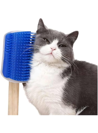 amiciCare Cat Massage Brush, Corner Mount Self Grooming Cat Comb with Catnip