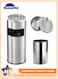 Outdoor Trash Can with Lid Round, Stainless Steel Garbage Can Waste Bin with Removable Inner Barrel Dome for Indoor,Home,Office,Restaurant,Patio,Garden,Kitchen(Sliver)