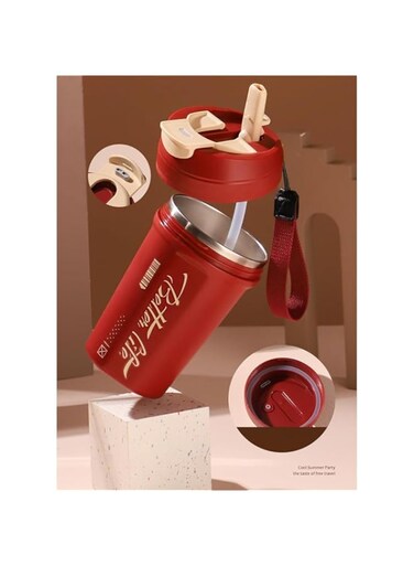 Tycom Travel Coffee Mug 620ml Stainless Steel Vacuum Ice and Hot Drinks Insulated Tumbler for Home Office Outdoor Works (Red)