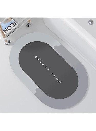 Lomeshow Diatom Bath Mat, Diatomaceous Earth Bath Mat, Absorbent Diatomite Bath Mats for Bathroom, Kitchen Counter, Bathtub, Non Slip Quick Dry Stain Resistant,19.5"x31.5", Easy to Clean, Grey