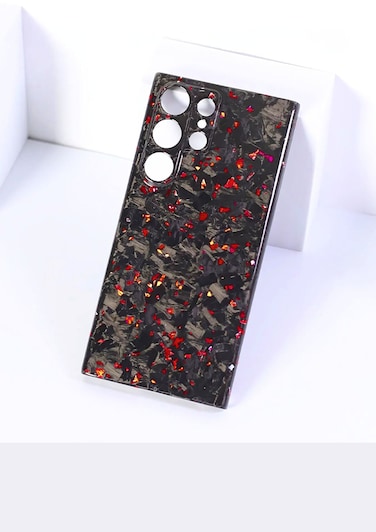 SOLARAE&nbsp;Luxury Glossy Aramid Carbon Fiber Protective Case For Samsung Galaxy S24 Ultra Anti-fall Case Slim Design ( Red )