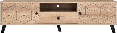 Galaxy Design Modern Multifunctional TV Table Stand GDF-TV113-150CM Storage Unit with 1 Drawers and Tow Doors Storage Shelves