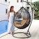 Galaxy Design Indoor Outdoor Patio Wicker Hanging Chair Swing Egg Basket Chairs with Stand UV Resistant Cushions 120kg Capacity for Patio Backyard Balcony - Random Color Cushions (Brown)