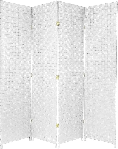 Galaxy Design 4-Panel Room Dividers And Folding Privacy Screens Partition Walls For Bedroom Rattan Screen Divider Portable Freestanding Privacy Wall (White)