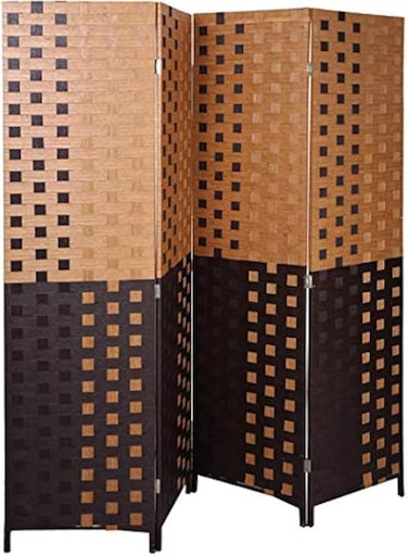 Galaxy Design 4-Panel Room Dividers And Folding Privacy Screens Partition Walls For Bedroom Rattan Screen Divider Portable Freestanding Privacy Wall (Oak and Brown)