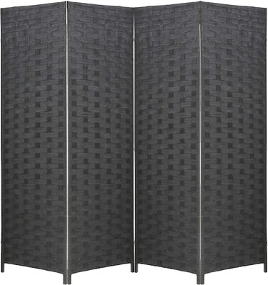 Galaxy Design 4-Panel Room Dividers And Folding Privacy Screens Partition Walls For Bedroom Rattan Screen Divider Portable Freestanding Privacy Wall (Black)