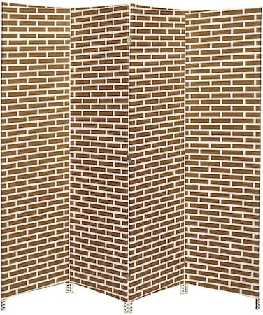 Galaxy Design 4-Panel Room Dividers And Folding Privacy Screens Partition Walls For Bedroom Rattan Screen Divider Portable Freestanding Privacy Wall (oak)