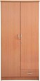 2 Door Wooden Wardrobe, Cabinet With 1 Lockable Drawer Perfect Modern Stylish Good Quality, Beige