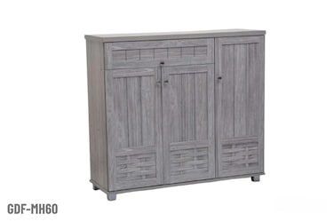Galaxy Design Wooden Shoes Rack/Organiser With  Doors and 1 Drawer - Size (110H x 120W x 40D cm) Model GDF-MH60 (Gray Oak)