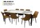 Galaxy Design Modern Marble 1+8 - Brown Dinning table with steel legs and Pvc Leather 8 chairs set and 1 table with marble top and leg stainless steel