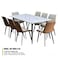 Galaxy Design Modern Marble 1+8 - Brown &amp; White Dinning table with steel legs and Pvc Leather 8 chairs set and 1 table with marble top and leg stainless steel