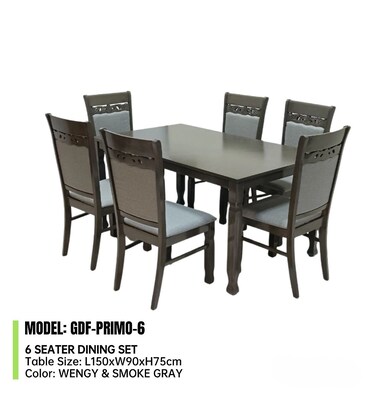Galaxy Design 7-Piece Wooden Rectangular Dining Set   Sturdy Kitchen Dining Table With 5 Dining Chairs 1+6 Seater Modern Design Furniture For Home L 150 X W 90 X H 75 Cm Wenge &amp; Smokey Grey