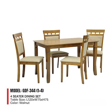 Galaxy Design 5-Piece Wooden Rectangular Dining Set   Sturdy Kitchen Dining Table With 5 Dining Chairs 1+4 Seater Modern Design Furniture For Home L 120 X W 75 X H 75 Cm Walnut