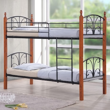 Galaxy Design Wooden Steel Bunk Bed Double Decker Bunker Bed, Made Metal Steel &amp; Solid Wood Heavy Duty Guard Rails Sturdy For Home, Baby Home, Apartment Studio Room.