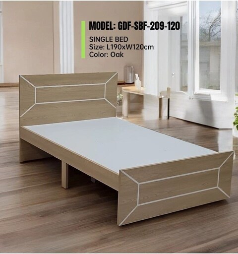 Galaxy Design Sturdy Modern Design Wooden Twin/Double Bed Medical Mattress   Quiet &amp; Comfortable Beds L 190 X W 120 X H 95 Cm GDF-SBF-209-120 Oak