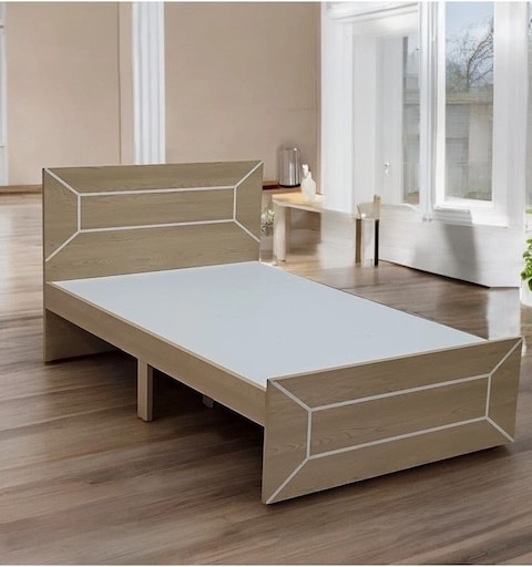 Galaxy Design Sturdy Modern Design Wooden Twin/Double Bed Medical Mattress   Quiet &amp; Comfortable Beds L 190 X W 120 X H 95 Cm GDF-SBF-209-120 Oak