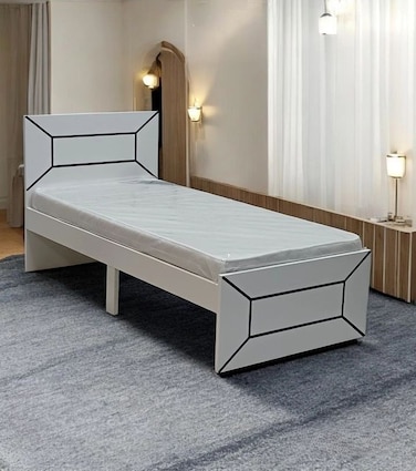 Galaxy Design Sturdy Modern Design Wooden Twin/Double Bed Medical Mattress   Quiet &amp; Comfortable Beds L 190 X W 120 X H 95 Cm GDF-SBF-209-120 White