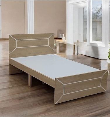 Galaxy Design Sturdy Modern Design Wooden Queen Bed Medical Mattress   Quiet &amp; Comfortable Beds L 190 X W 150 X H 95 Cm GDF-SBF-209-150 Oak