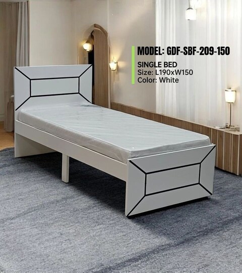 Galaxy Design Sturdy Modern Design Wooden Queen Bed Medical Mattress   Quiet &amp; Comfortable Beds L 190 X W 150 X H 95 Cm GDF-SBF-209-150 White
