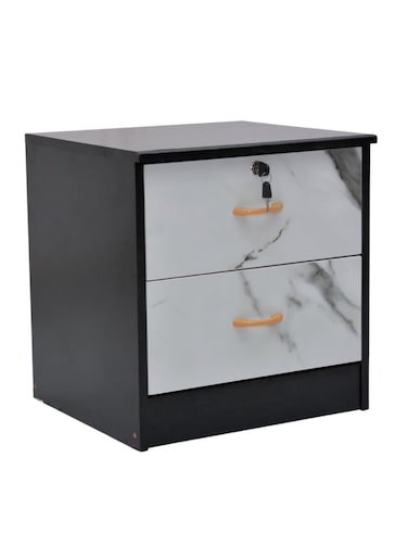 Galaxy Design Wooden Side Table Drawers Storage Basket, Bedside Table, Personal Table for Living Room, Home, Office, Study Room GDF-1308 Color (Wenge-Marble)