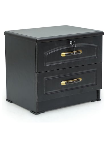 Galaxy Design Modern Wooden Side Table with 2 Wide Drawers (1 Lockable) Wenge GDF-8308