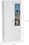 Galaxy Design 2 Door Wooden Wardrobe With Mirror with One Lockable Drawer 40W x 80L x 185H (White)
