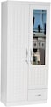 Galaxy Design 2 Door Wooden Wardrobe With Mirror with One Lockable Drawer 40W x 80L x 185H (White)