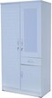 Galaxy Design 2-Door Wooden Wardrobe Cabinet &ndash; Engineered Wood Cupboard with 1 Drawer, Modern &amp; Stylish Heavy-Duty Storage, White Color
