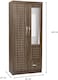 Galaxy Design 2 Door Wooden Wardrobe With Mirror with One Lockable Drawer 40W x 80L x 185H (Sonoma Oak)