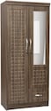Galaxy Design 2 Door Wooden Wardrobe With Mirror with One Lockable Drawer 40W x 80L x 185H (Sonoma Oak)