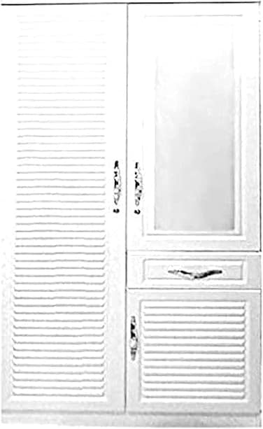 Galaxy Design 2 Door Wooden Cabinet With Lockable Drawers, Stripe, White - 200 X 100 X 55cm GDF-8892