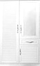 Galaxy Design 2 Door Wooden Cabinet With Lockable Drawers, Stripe, White - 200 X 100 X 55cm GDF-8892
